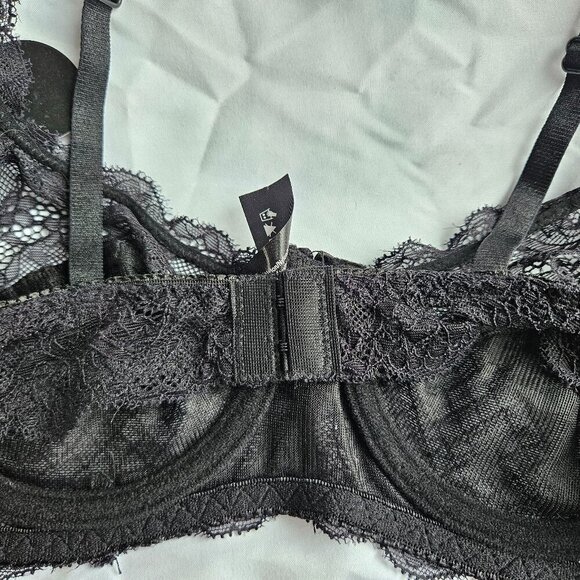 Rene Rofe Black Lace Balconette Bra with Underwire 34B - Picture 4 of 7